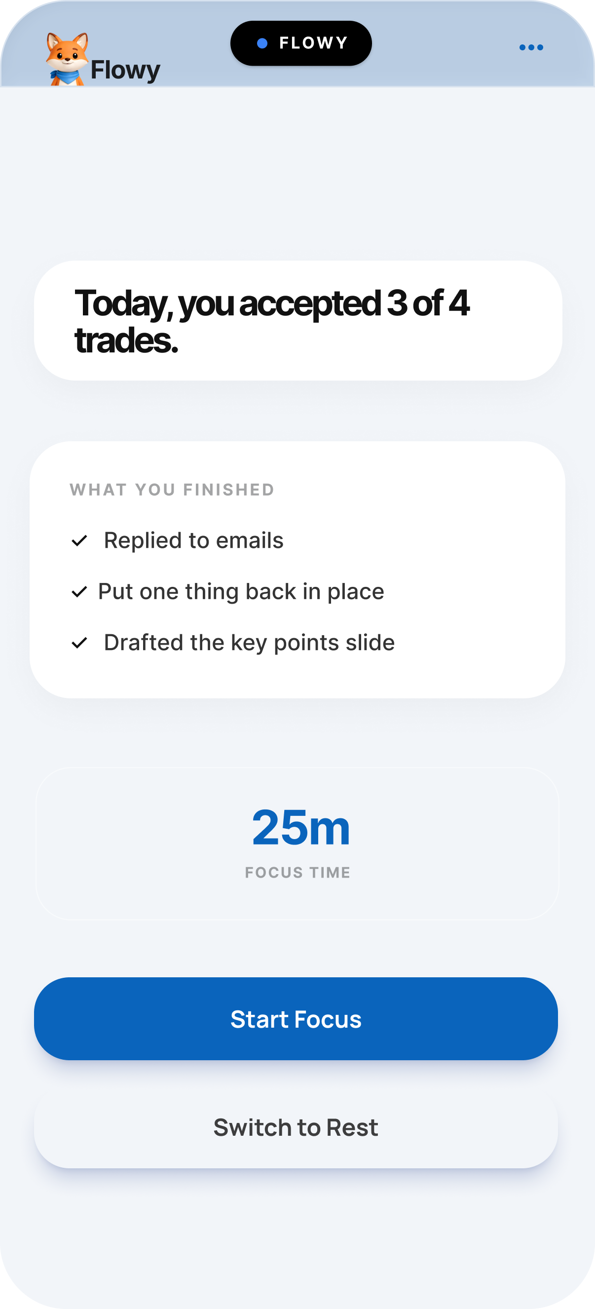 Flowy Summary Screen